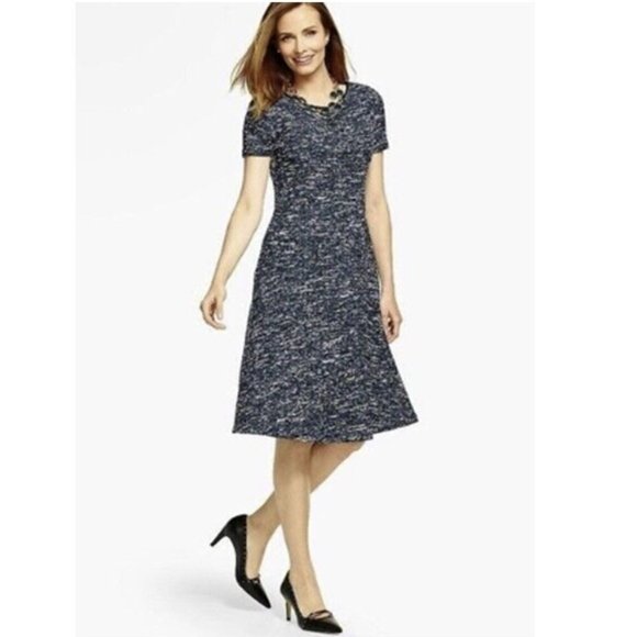 Talbots Tweed Short Sleeve Fit And Flare Dress - Picture 1 of 11